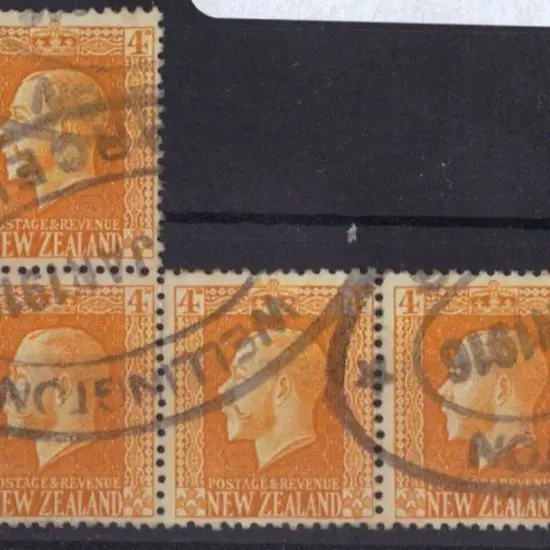 New Zealand 1915 4d yellow KEVII x 4 used with ...