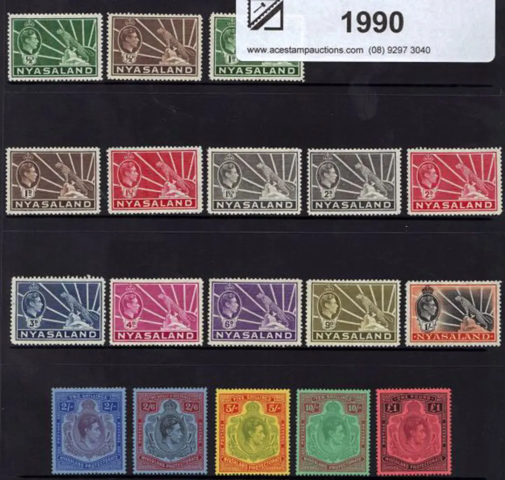 Nyasaland 1938/44 ½d to £1 KGVI. Fresh MLH SG ... Image 1++