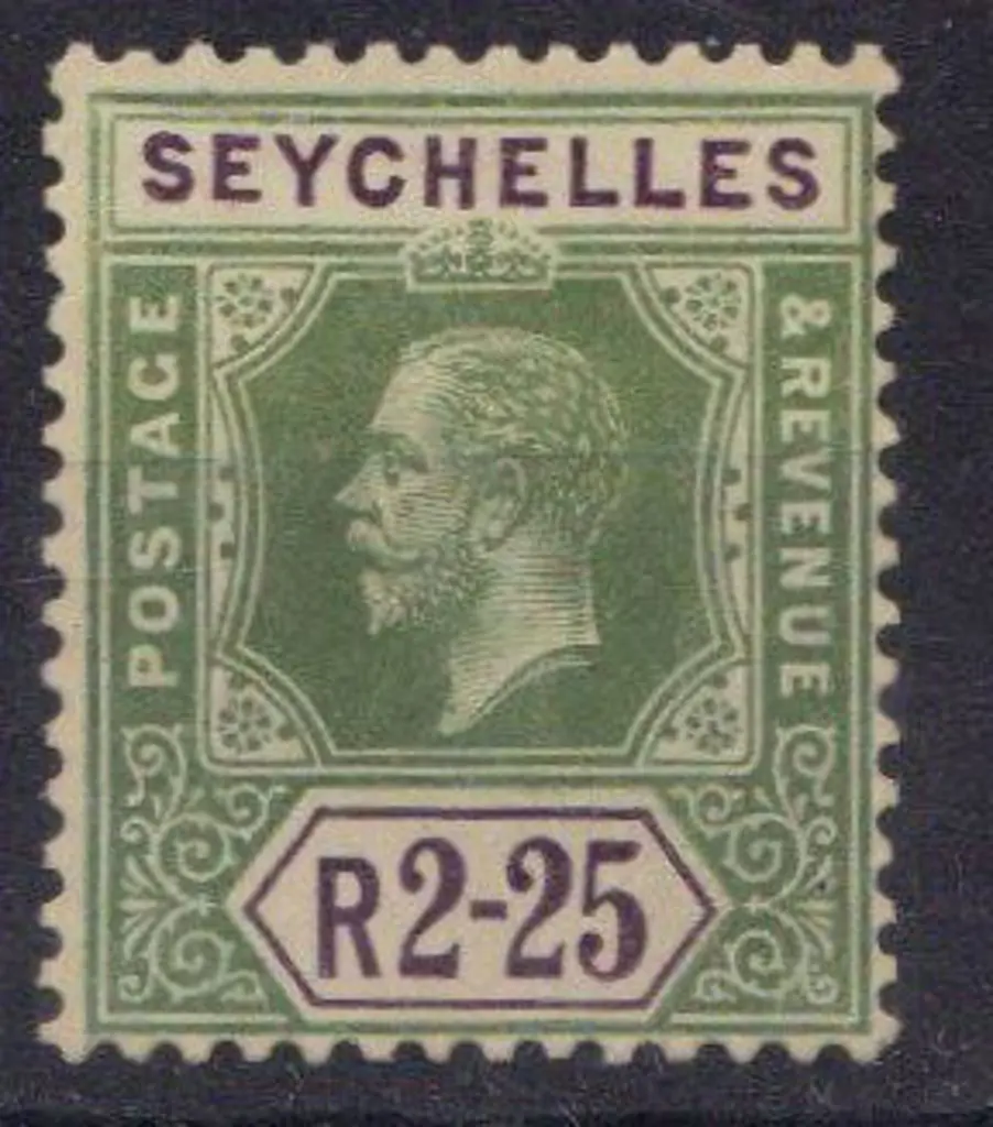 Seychelles 1918 2r25 yellow-green & violet KEVII. ... Image 1++
