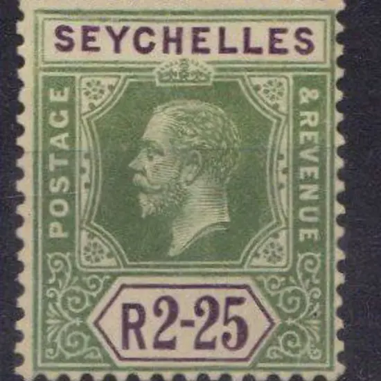 Seychelles 1918 2r25 yellow-green & violet KEVII. ...