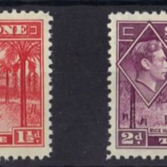 Sierra Leone 1938 1½d scarlet & 2d mauve KGVI rice ...