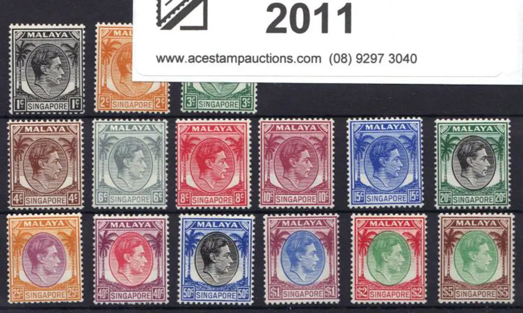 Singapore 1948/52 KGVI Defins Perf 14 MLH with 6c, ... Image 1++