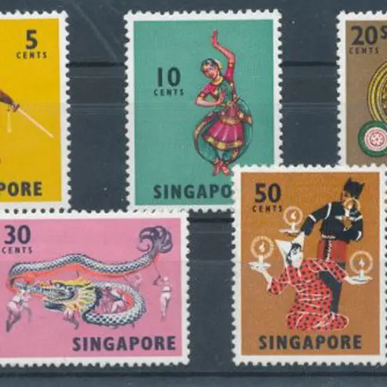 Singapore 1968/73 Defins set of 7 with perf. 13. ...