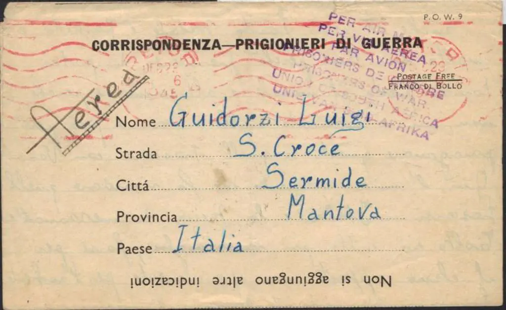 South Africa 1944 Prisoner of War official ... Image 1++