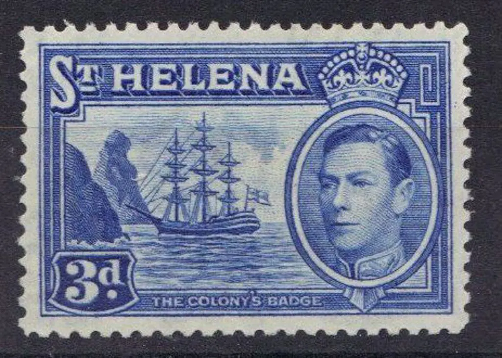 St Helena 1938/44 KGVI 3d blue MLH. SG 135 Cat. ... Image 1++