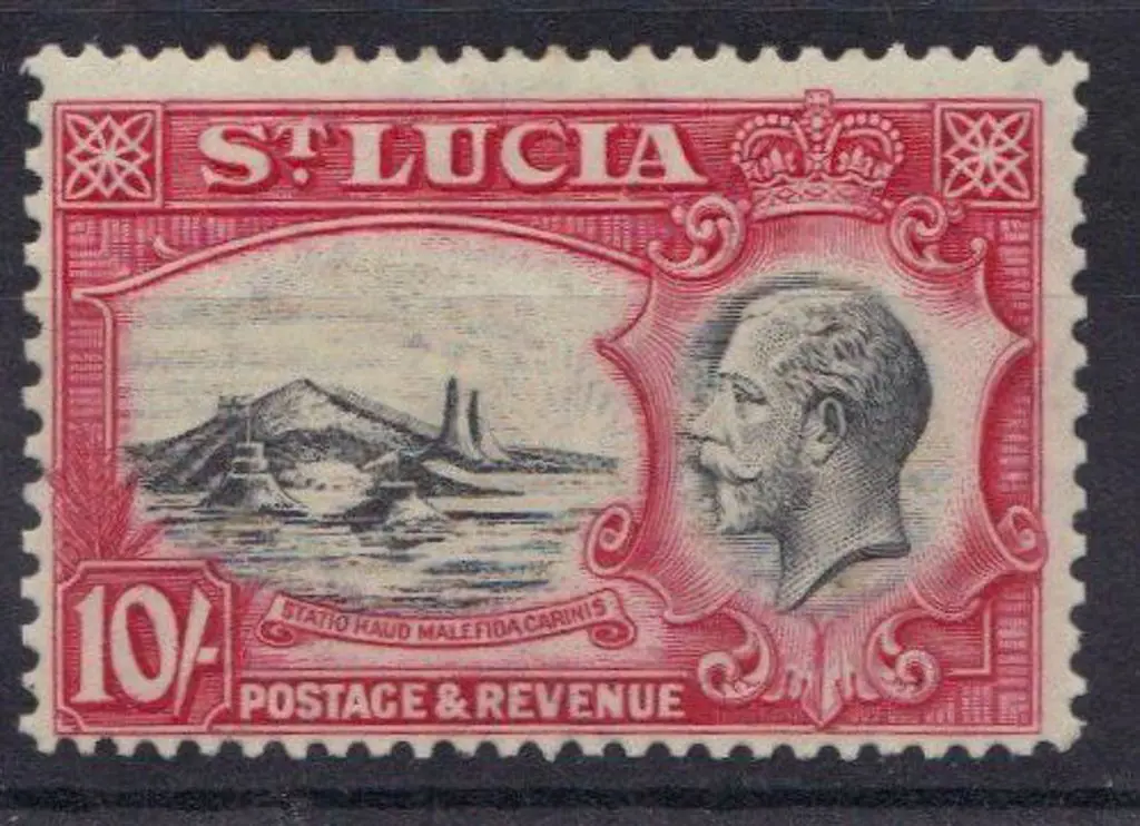 St Lucia 1936 KGV 10/- black & carmine MUH. SG 124 ... Image 1++