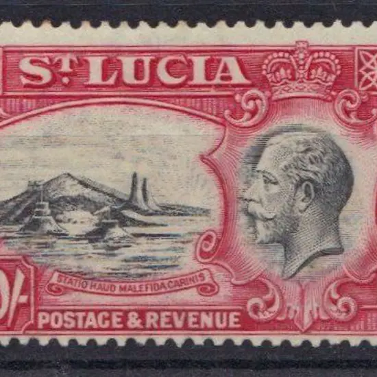 St Lucia 1936 KGV 10/- black & carmine MUH. SG 124 ...