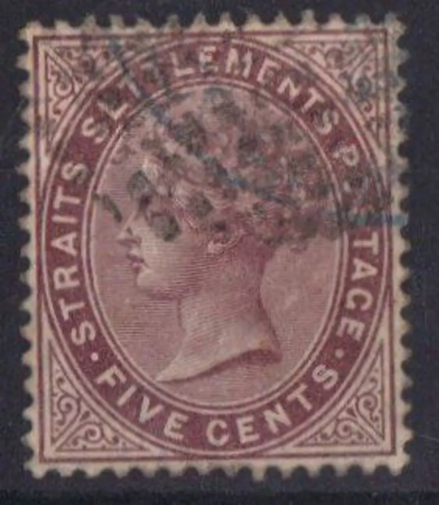 Straits Settlements 1882 5c purple-brown. F/U SG ... Image 1++