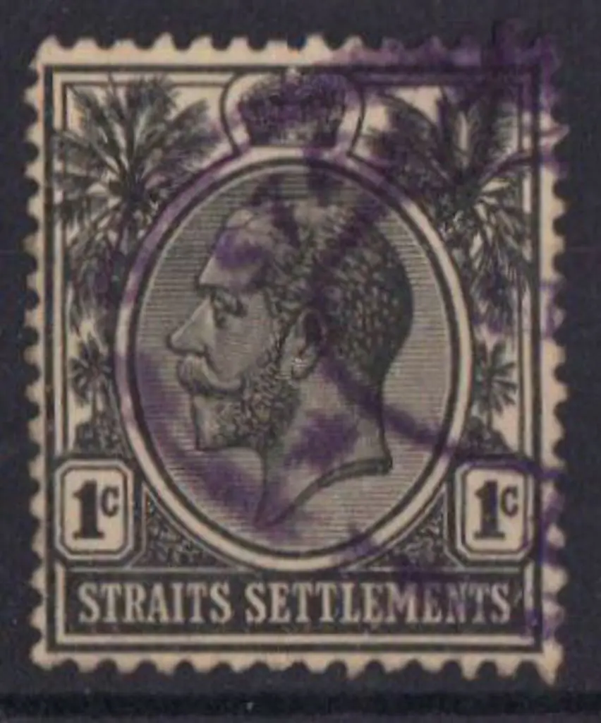 Straits Settlements 1919 1c black with inverted ... Image 1++