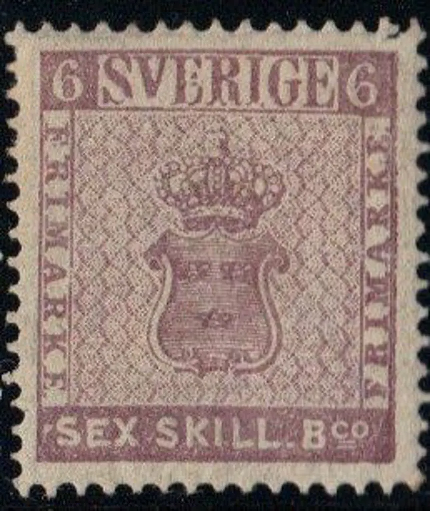 Sweden 1855 6sk lilac-tinged grey lilac perf. 14. ... Image 1++