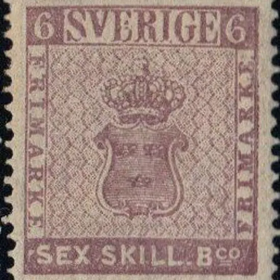 Sweden 1855 6sk lilac-tinged grey lilac perf. 14. ...