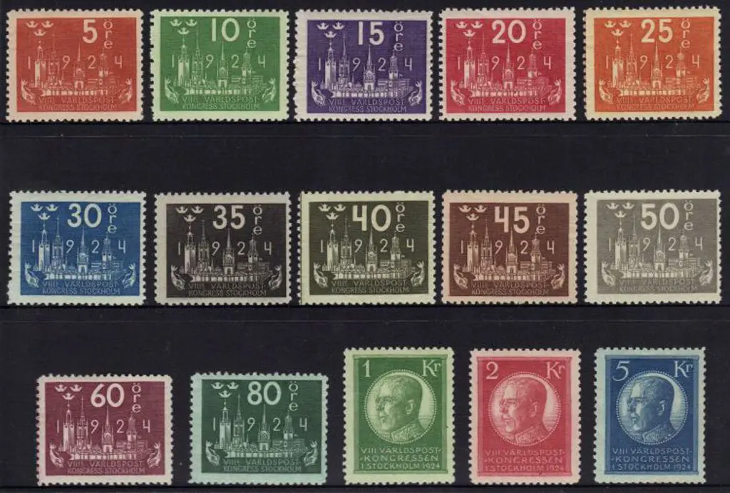 Sweden 1924 Congress set to 5k King MLH. SG 146/60 ... Image 1++