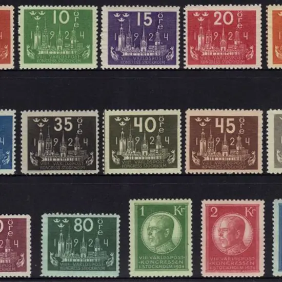 Sweden 1924 Congress set to 5k King MLH. SG 146/60 ...
