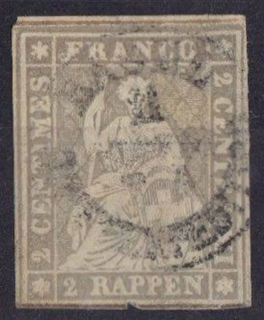 Switzerland 1854/62 2r grey with good margins but ... Image 1++