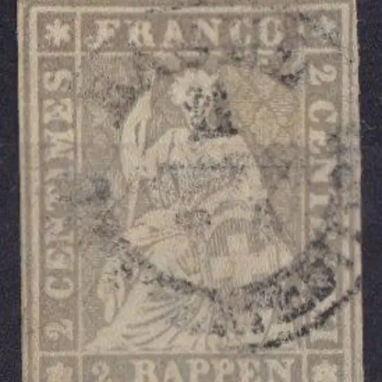 Switzerland 1854/62 2r grey with good margins but ...