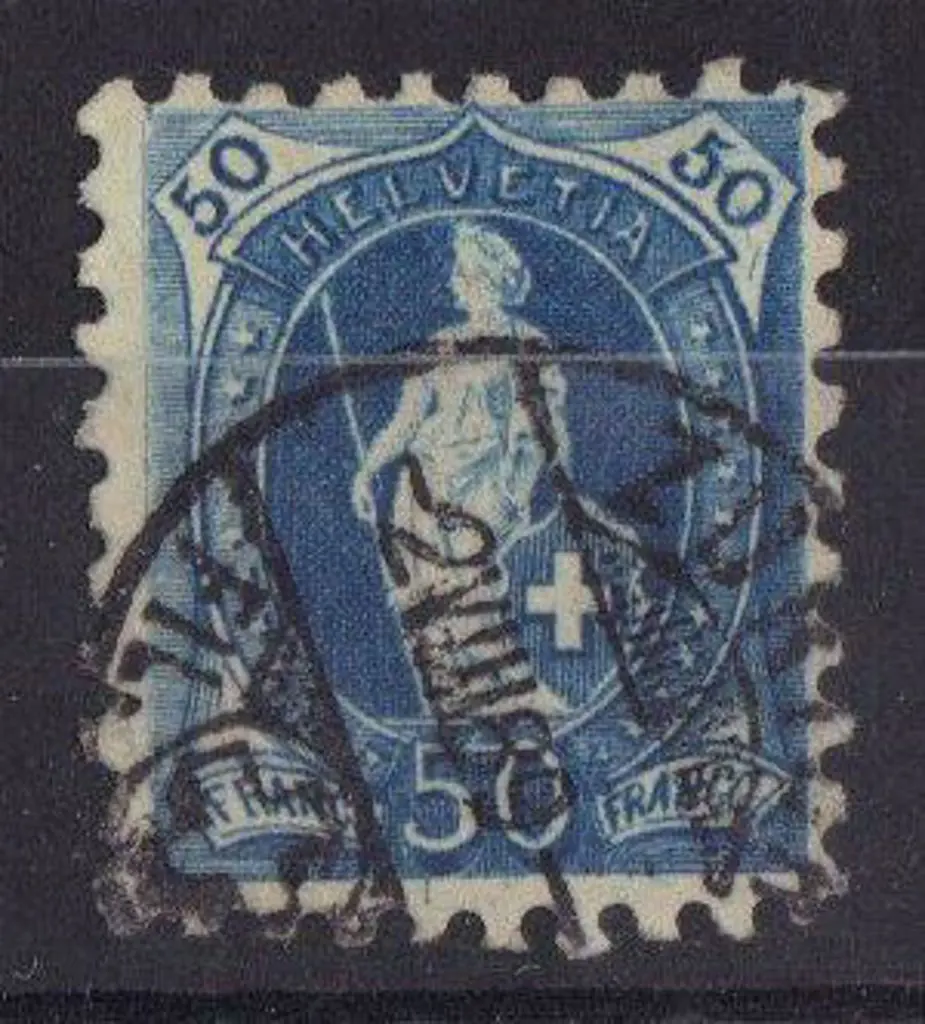 Switzerland 1888 50¢ deep blue Standing Helvetia ... Image 1++