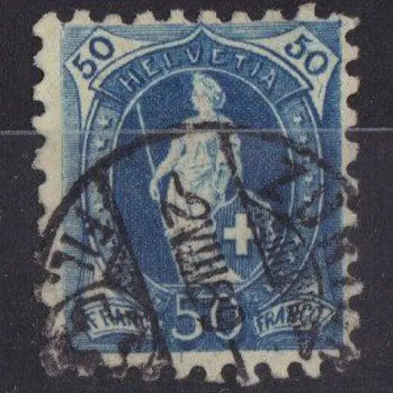 Switzerland 1888 50¢ deep blue Standing Helvetia ...