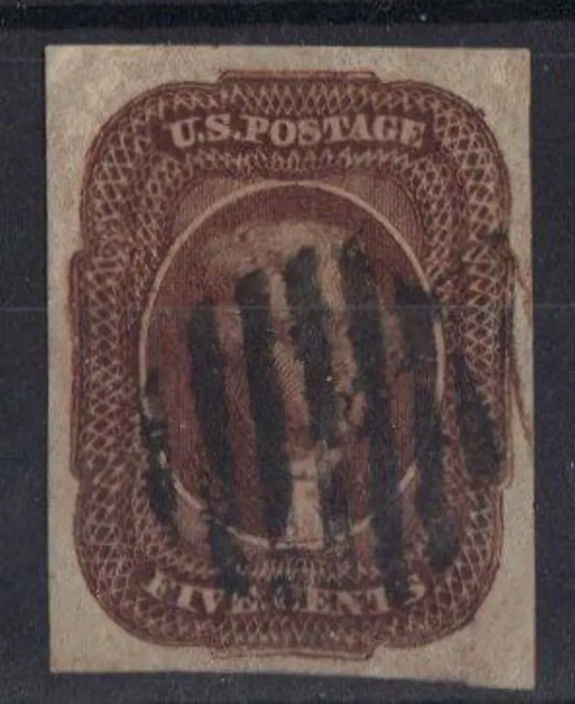 USA 1856 5¢ dark red brown Jefferson with large ... Image 1++