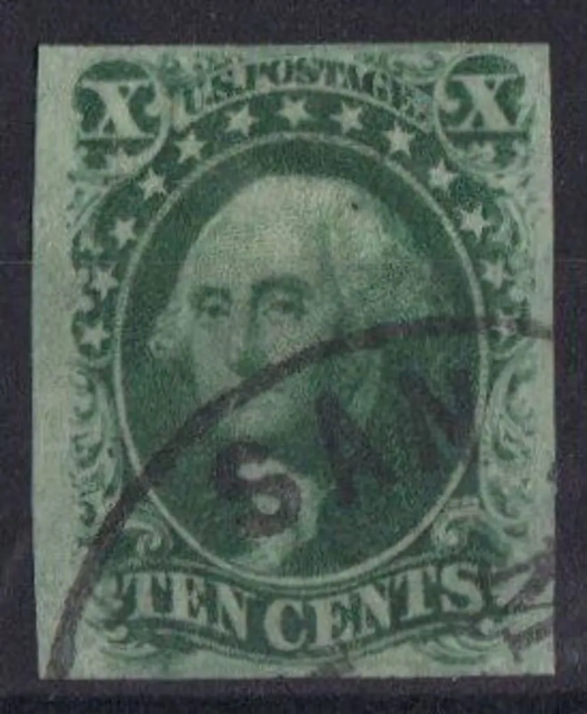 USA 1851/57 10¢ green Washington imperf, type IV ... Image 1++