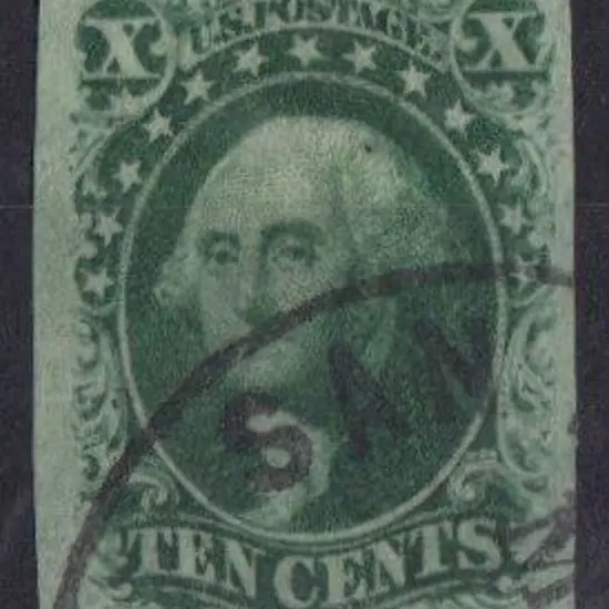 USA 1851/57 10¢ green Washington imperf, type IV ...