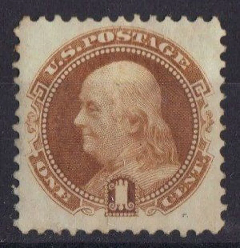 USA 1869 1¢ deep yellow brown Franklin. MLH with ... Image 1++