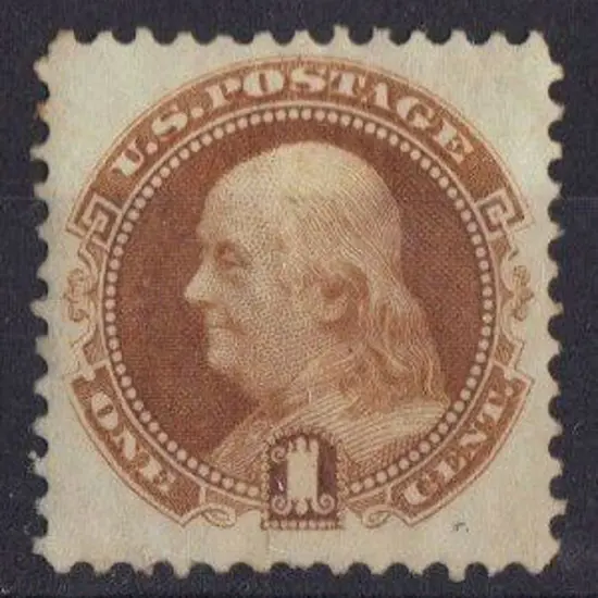 USA 1869 1¢ deep yellow brown Franklin. MLH with ...