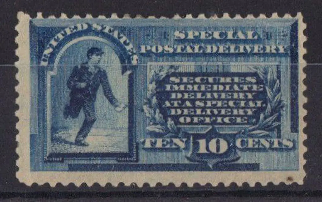 USA 1885 10¢ blue Special Delivery. MLH Small spot ... Image 1++