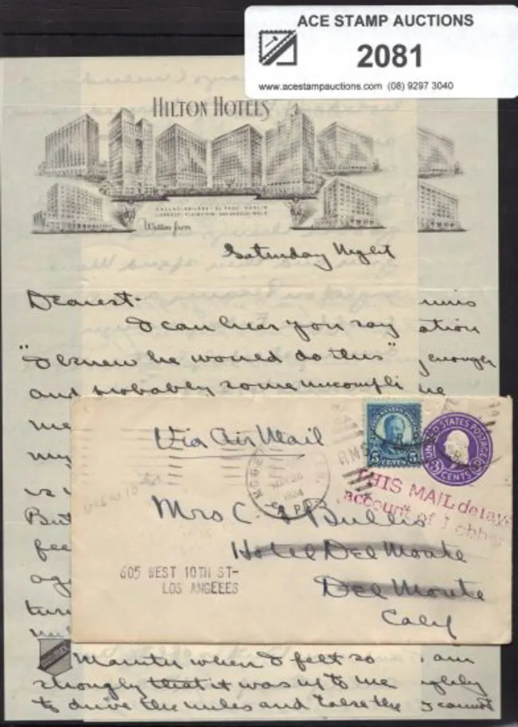 USA 1934 3c postal stationery env with 5c added ... Image 1++