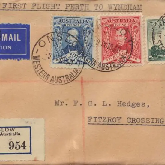1930 (9th July) First Flight Onslow to Fitzroy ...