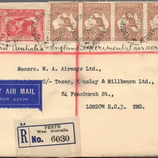 1931 (13th April) First Australia to UK airmail ...