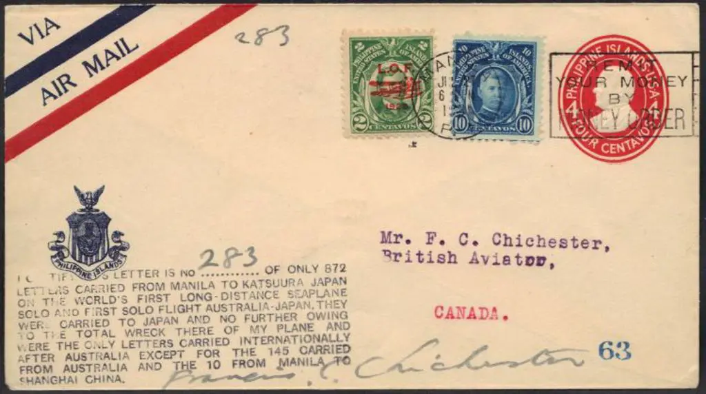 1931 (27th July) Sir Francis Chichester Manila to ... Image 1++