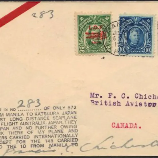 1931 (27th July) Sir Francis Chichester Manila to ...