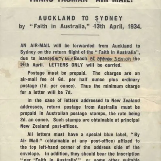 1934 (13th/14th April) The original New Zealand ...