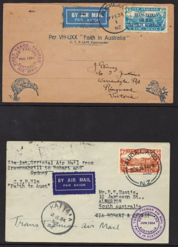 1934 (17th Feb) Trans Tasman Flight covers, both ... Image 1++