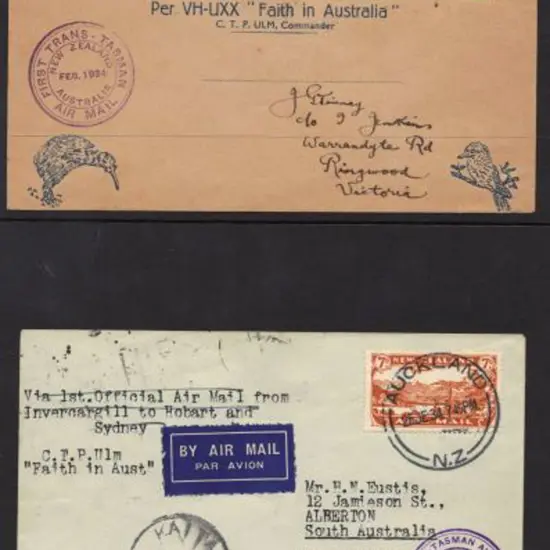 1934 (17th Feb) Trans Tasman Flight covers, both ...