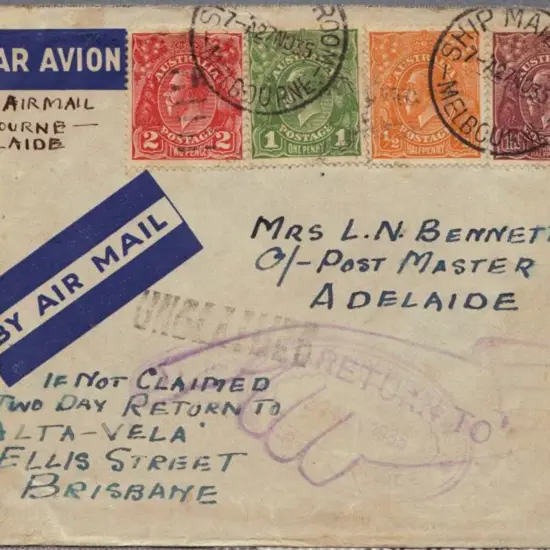 1935 (27th Nov) Melbourne to Adelaide with Ship ...