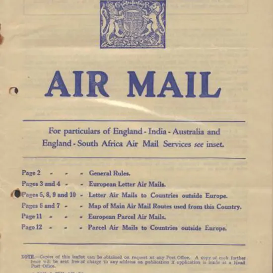 1935 (April) Airmail Postage Rates booklet (P635D) ...