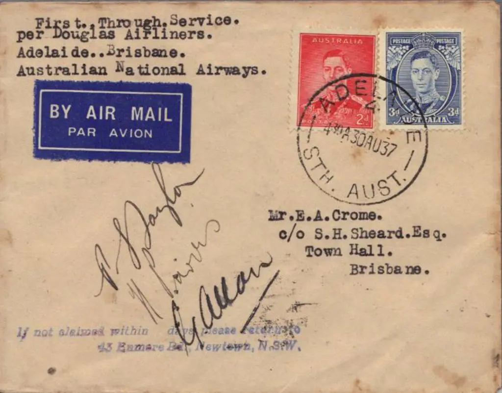 1937 (30th Aug) Adelaide to Brisbane by Aust ... Image 1++
