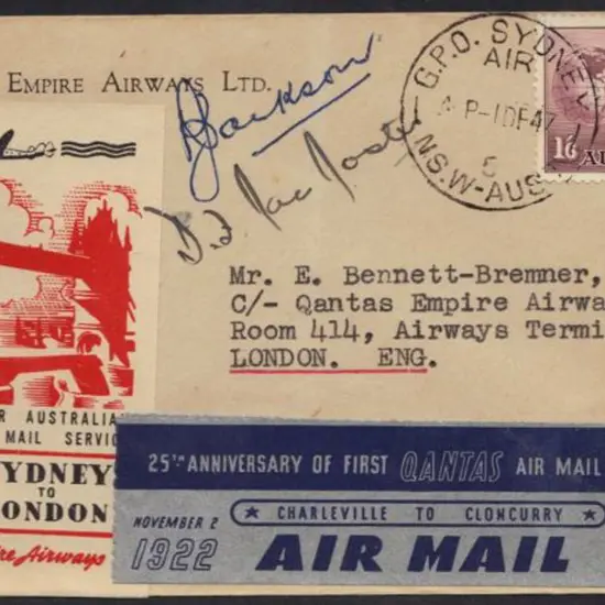 1947 (1st Dec) Sydney to London Qantas First ...