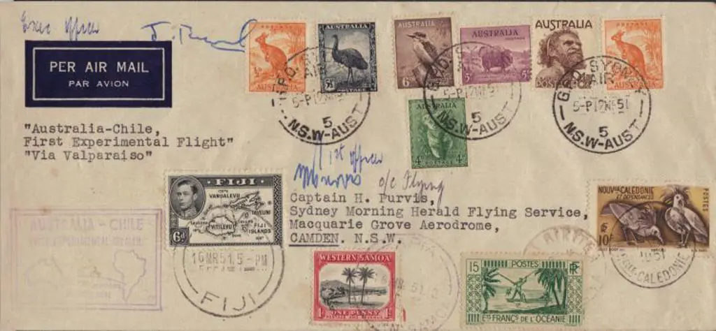 1951 (14th March) Australia to Chile Experimental ... Image 1++