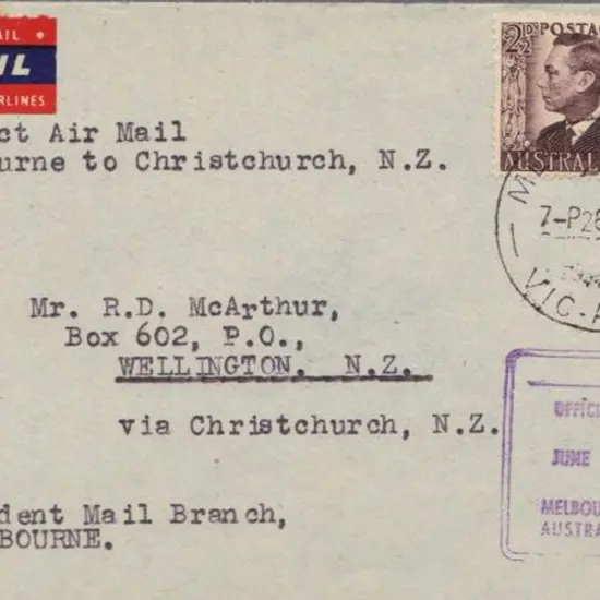 1951 (29th June) Melbourne to Christchurch with ...