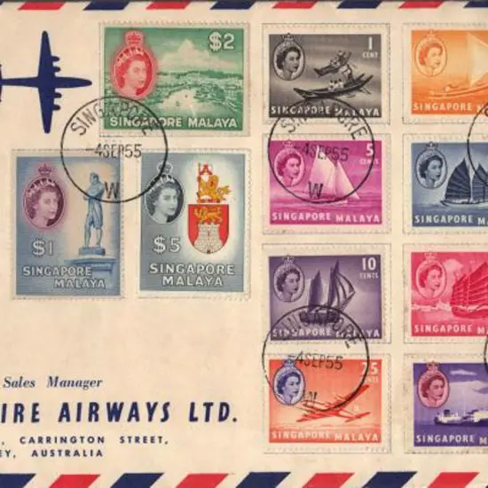 1955 (4th Sept) Singapore to Sydney flown FDC by ...