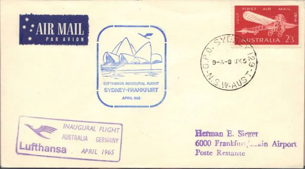 1965 (8th April) Lufthansa first flight Sydney to ... Image 1++