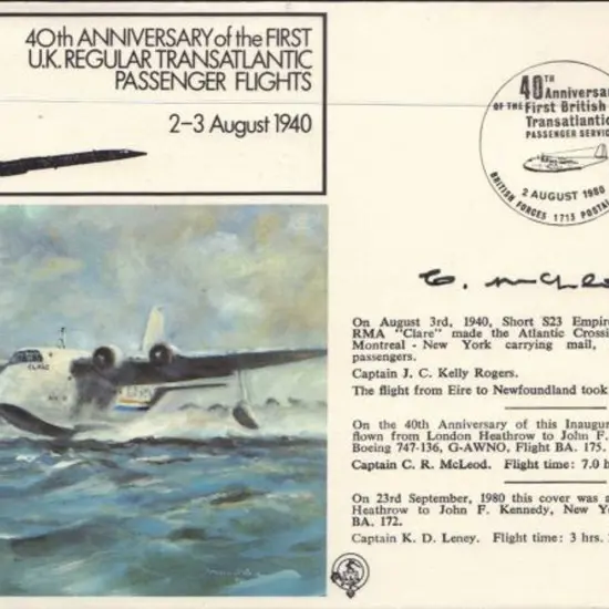 1980 (23rd Sept) Concorde flown Heathrow to JFK on ...