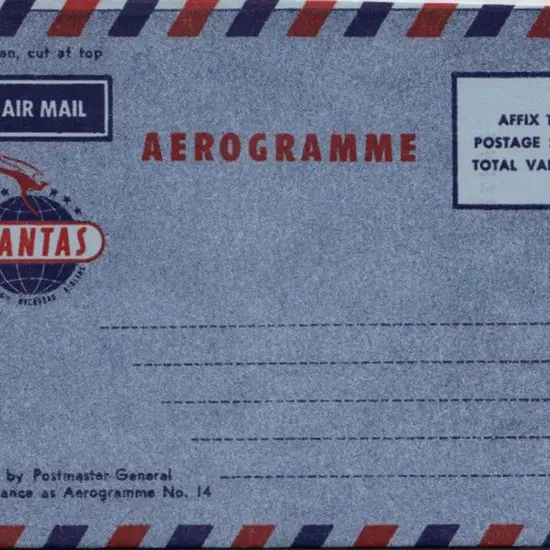 Qantas formula aerogramme with "flying kangaroo" ...