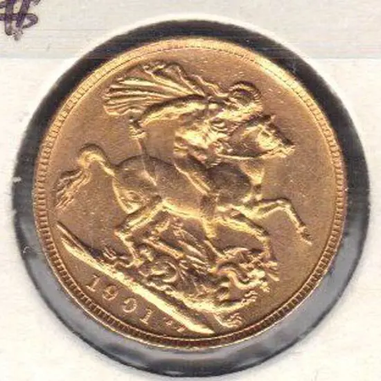 1901 Perth 22 carat gold sovereign. AEF