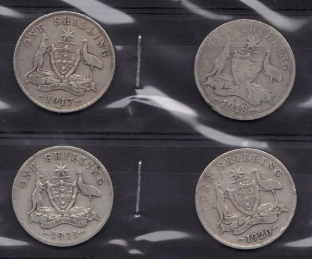 1911, 1917, 1918 & 1920 one shillings. P to VG ... Image 1++