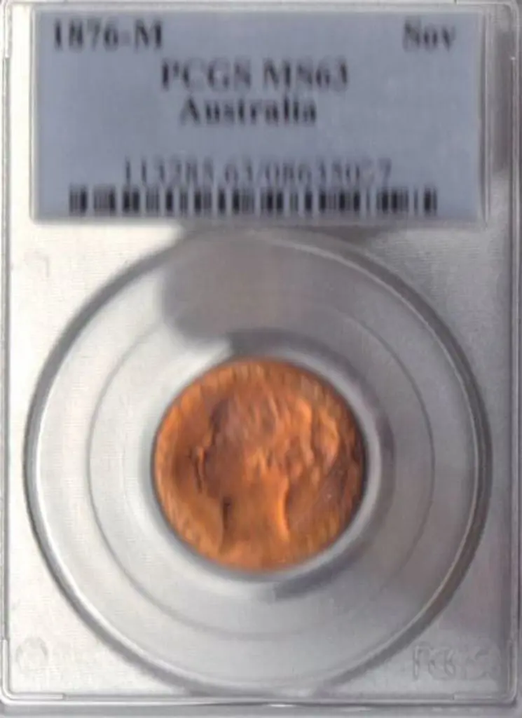 1876 M Sovereign. Slabbed & graded MS63 Image 1++