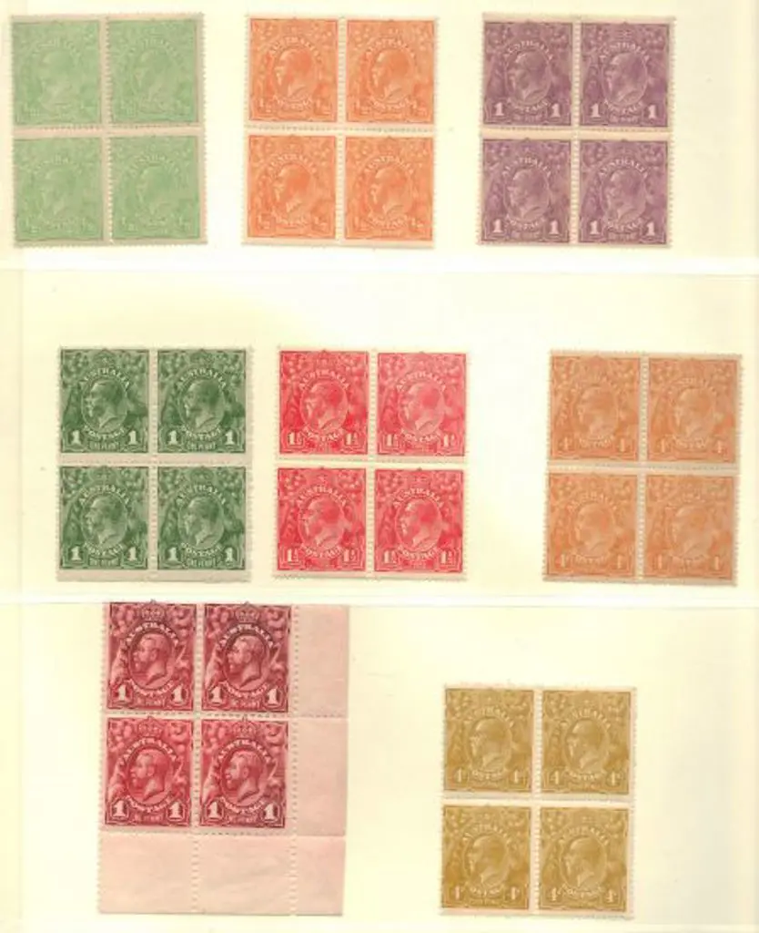 KGV MUH & MLH blocks of 4 incl 1½d red Single ... Image 1++