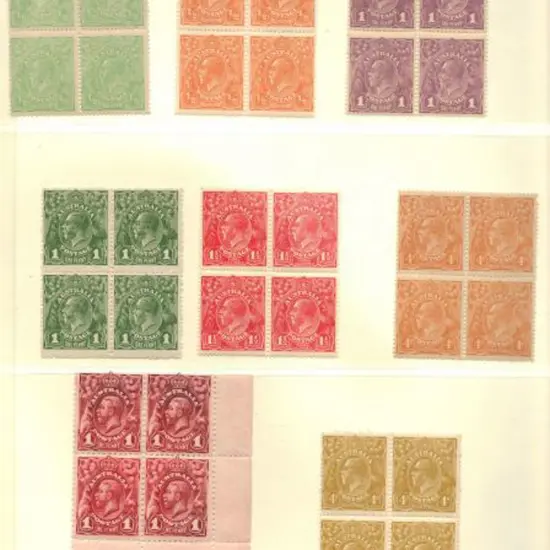 KGV MUH & MLH blocks of 4 incl 1½d red Single ...